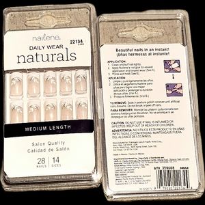 NWT NAILENE 》2×《Daily Wear NATURALS MEDIUM LENGTH French Mani Nail Art N°22134!